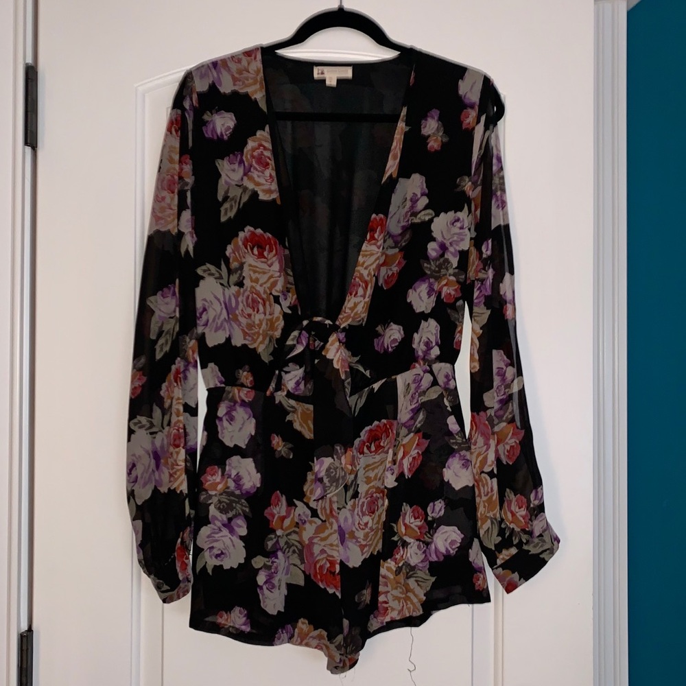 Floral long sleeve romper
